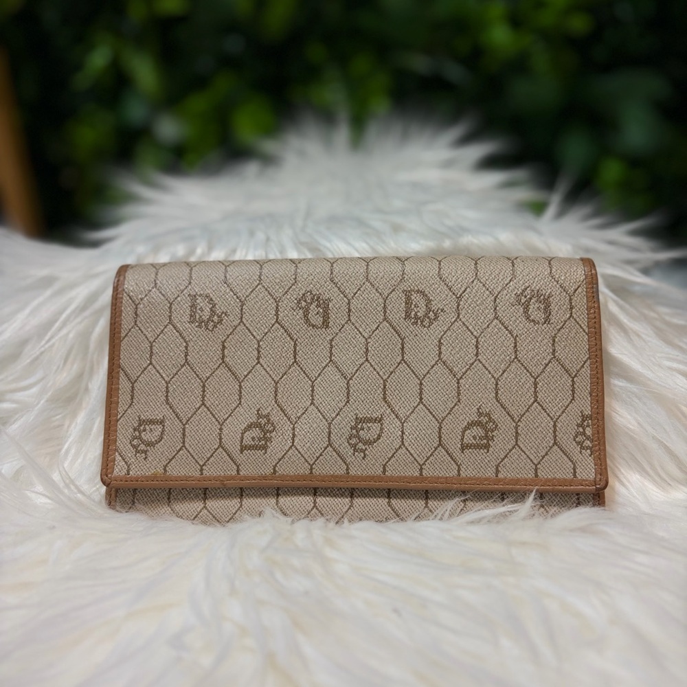 Vintage Christian Dior Honeycomb Bi-Fold Long Wallet